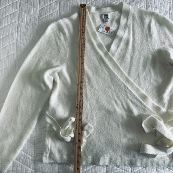 J.Crew Women’s Wrap Sweater Extra-Soft Wool Blend Ivory CE095 Size XL New - Picture 8 of 11